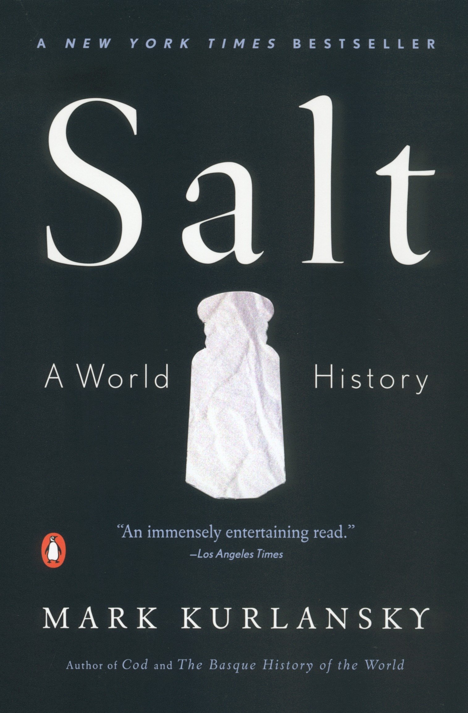 Living well in the 21st century - Limassol, Cyprus - a picture of the front cover of the book - salt - a world history by Mark Kurlansky.  The picture has a black, white, and blue background. Bottom of the picture says, "author of cod and the basque history of the world.  