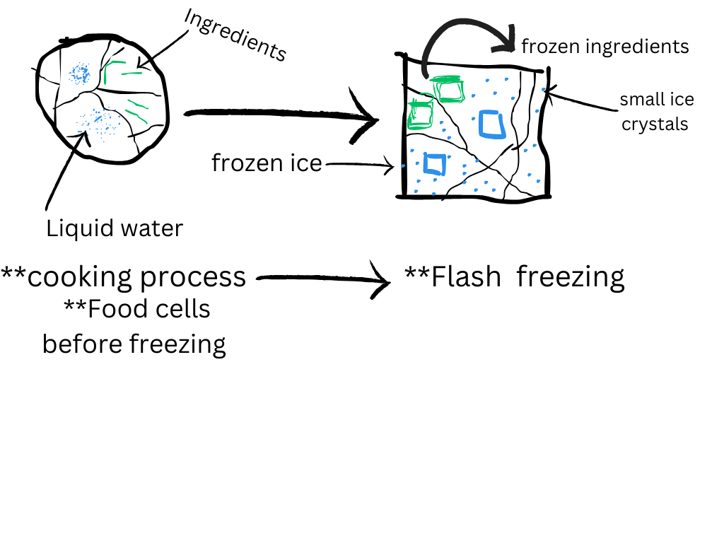 Living well in the 21st century - Limassol, Cyprus. A diagram illustrating the status of water before flash freezing. 